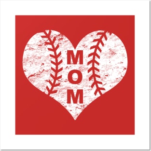 Baseball Mom Heart LOVE BASEBALL Vintage Distressed Posters and Art